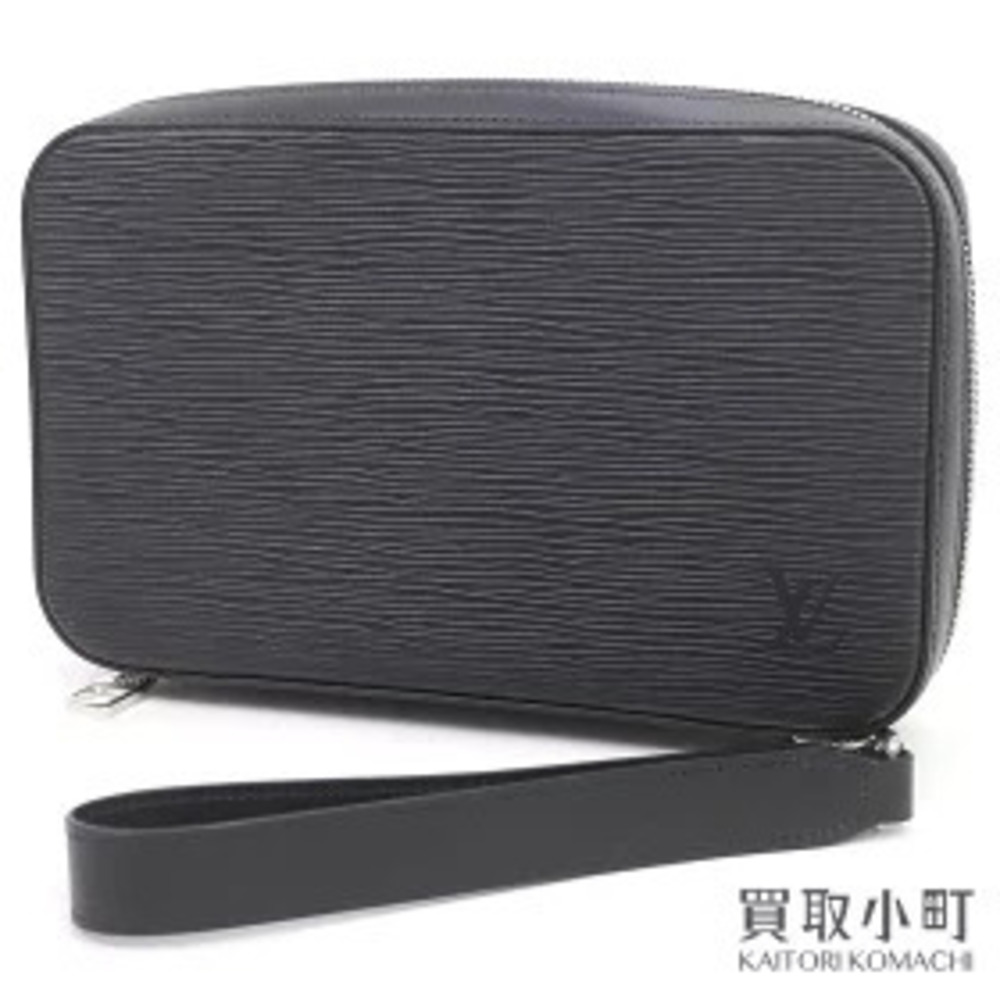 Louis Vuitton Dandy Wallet Epi Noir Black Round Zipper Long Purse Shoulder